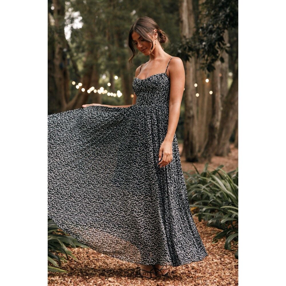 Petal & Pup Black and White Floral Maxi Dress